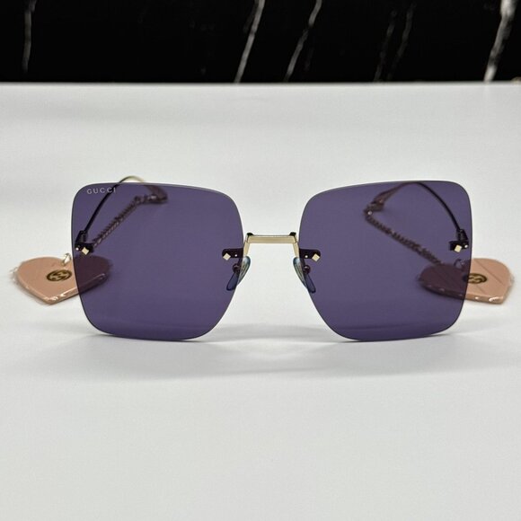 NEW GUCCI SUNGLASSES GG1147S 004 GOLD BLUE WOMEN EYEWEAR GUCCI PLUS EARRINGS main image 6